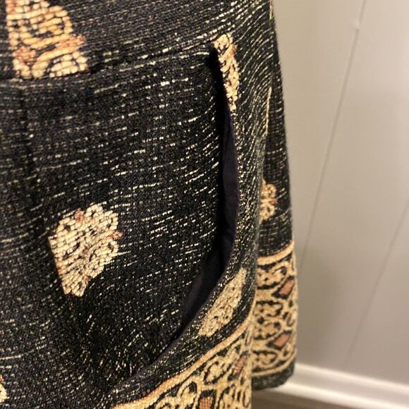 Free People Sleeveless Black Gold Tapestry Dress with Pockets - Picture 4 of 8